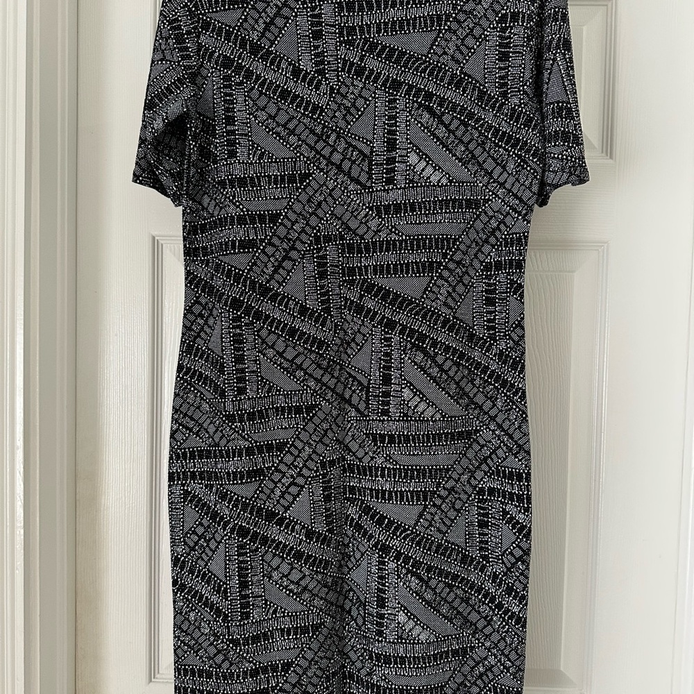 LuLaRoe Black and Silver Sheath Midi Dress